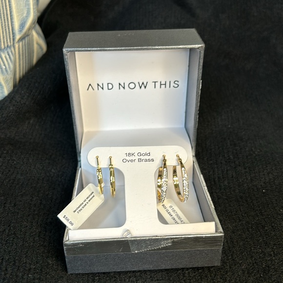 NIB And Now This 18K Gold Plated Duo Hoop Earring Set - Picture 6 of 7